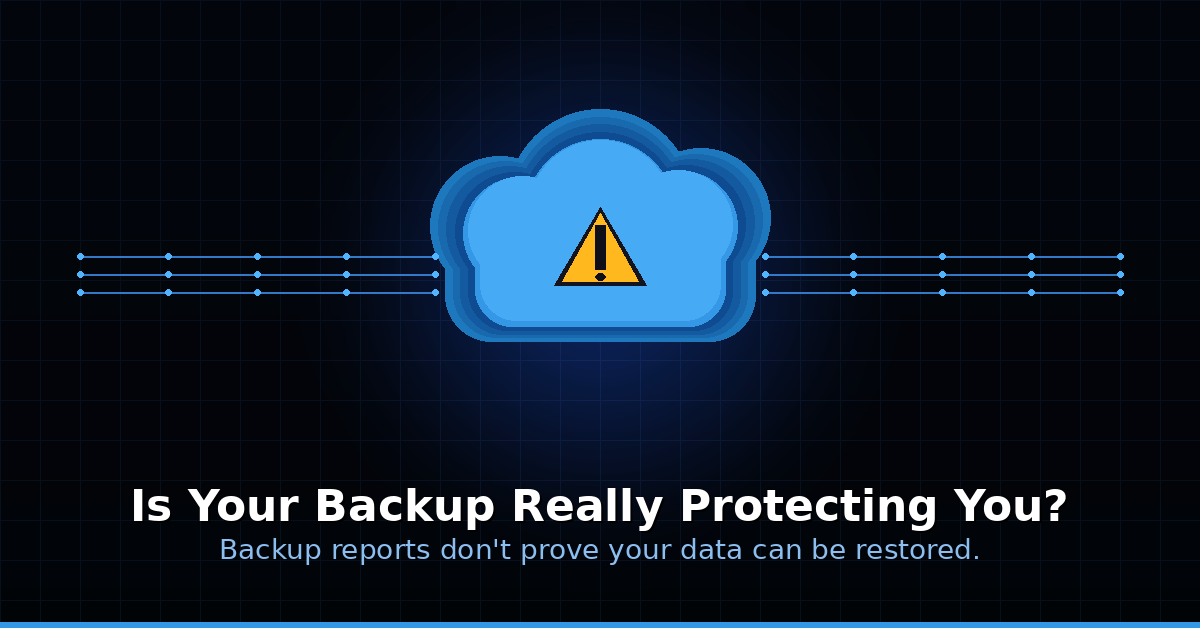 cloud-backup-featured-image Cloud backup warning illustration showing a backup success report that can't restore data - Simple Tech Innovations